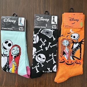 Disney Jack and Sally Colorful Crew Socks Trio